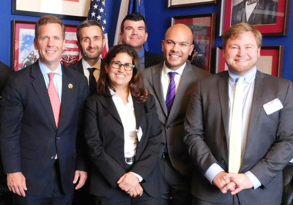 Rep. Bob Dold (on left) meeting with Equality Illinois-led dleegation in September